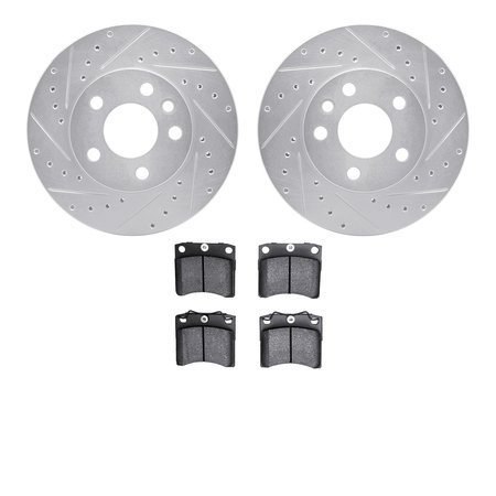 DYNAMIC FRICTION CO 7502-74231, Rotors-Drilled and Slotted-Silver with 5000 Advanced Brake Pads, Zinc Coated 7502-74231